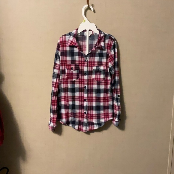 Paper Tee Kids Plaid Button Down Shirt - Red, Blue, White - Picture 1 of 6